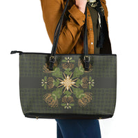 Hawaii Ohia Lehua Squares Leather Tote Bag Hawaiian Quilt Inspired Floral Pattern
