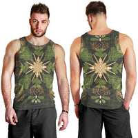Hawaii Ohia Lehua Squares Men Tank Top Hawaiian Quilt Inspired Floral Pattern