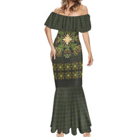 Hawaii Ohia Lehua Squares Mermaid Dress Hawaiian Quilt Inspired Floral Pattern