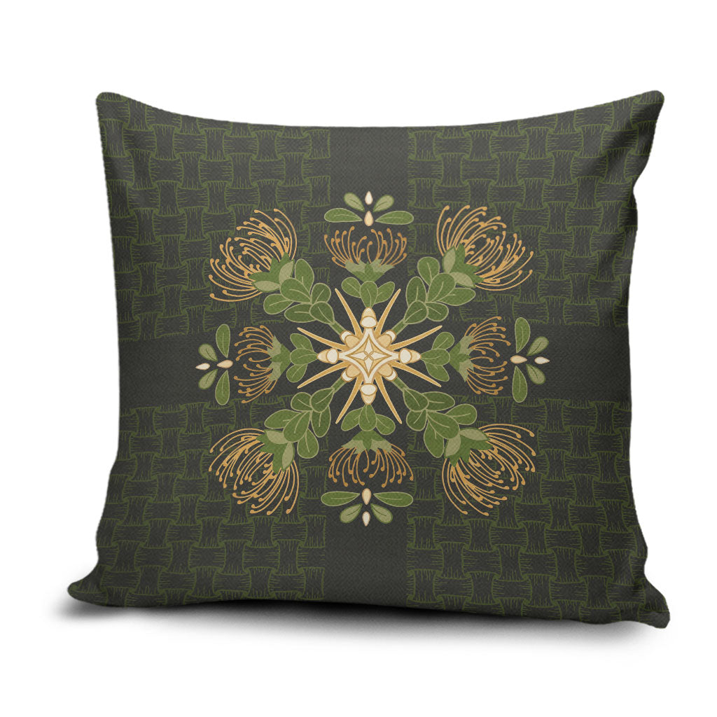 Hawaii Ohia Lehua Squares Pillow Cover Hawaiian Quilt Inspired Floral Pattern LT9 Green - Polynesian Pride