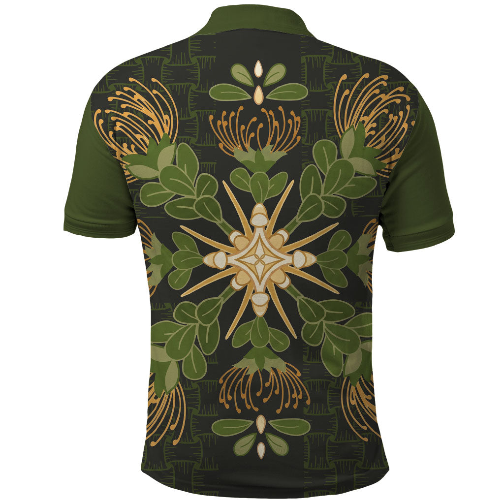 Hawaii Ohia Lehua Squares Polo Shirt Hawaiian Quilt Inspired Floral Pattern