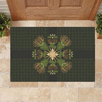 Hawaii Ohia Lehua Squares Rubber Doormat Hawaiian Quilt Inspired Floral Pattern