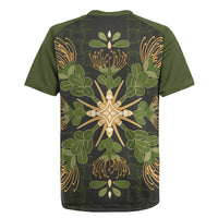 Hawaii Ohia Lehua Squares Rugby Jersey Hawaiian Quilt Inspired Floral Pattern