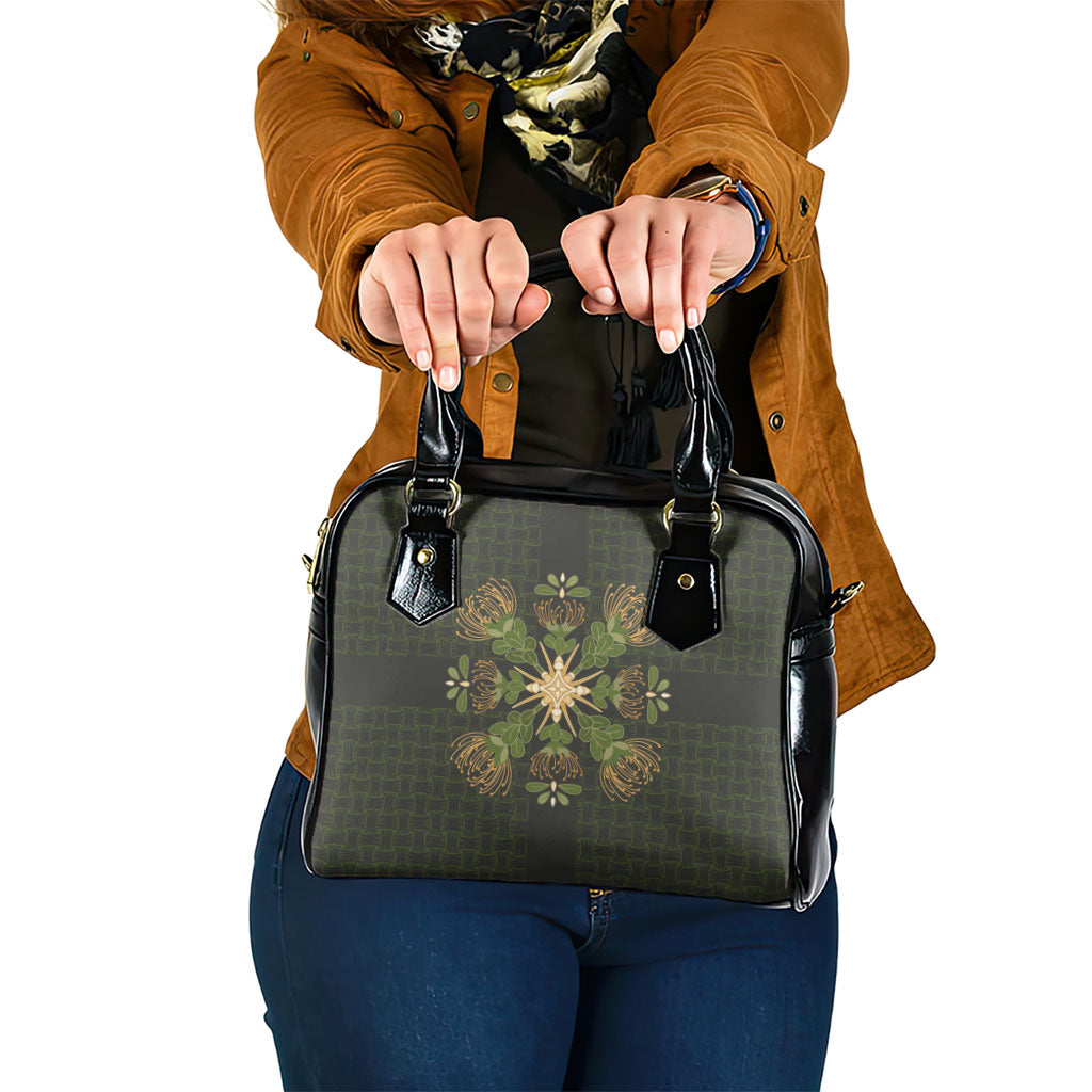 Hawaii Ohia Lehua Squares Shoulder Handbag Hawaiian Quilt Inspired Floral Pattern