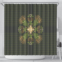 Hawaii Ohia Lehua Squares Shower Curtain Hawaiian Quilt Inspired Floral Pattern
