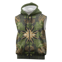 Hawaii Ohia Lehua Squares Sleeveless Zip Hoodie Hawaiian Quilt Inspired Floral Pattern