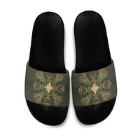 Hawaii Ohia Lehua Squares Slide Sandals Hawaiian Quilt Inspired Floral Pattern