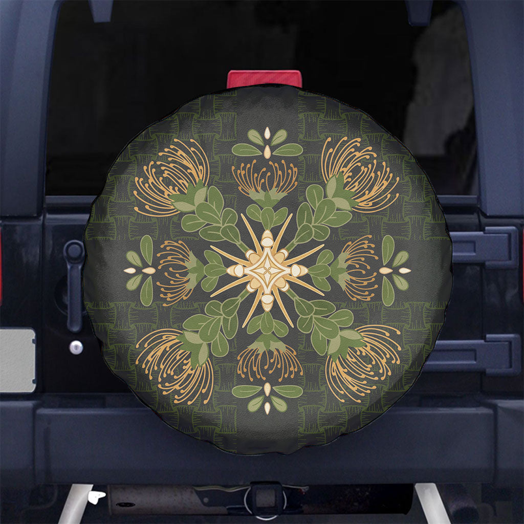 Hawaii Ohia Lehua Squares Spare Tire Cover Hawaiian Quilt Inspired Floral Pattern