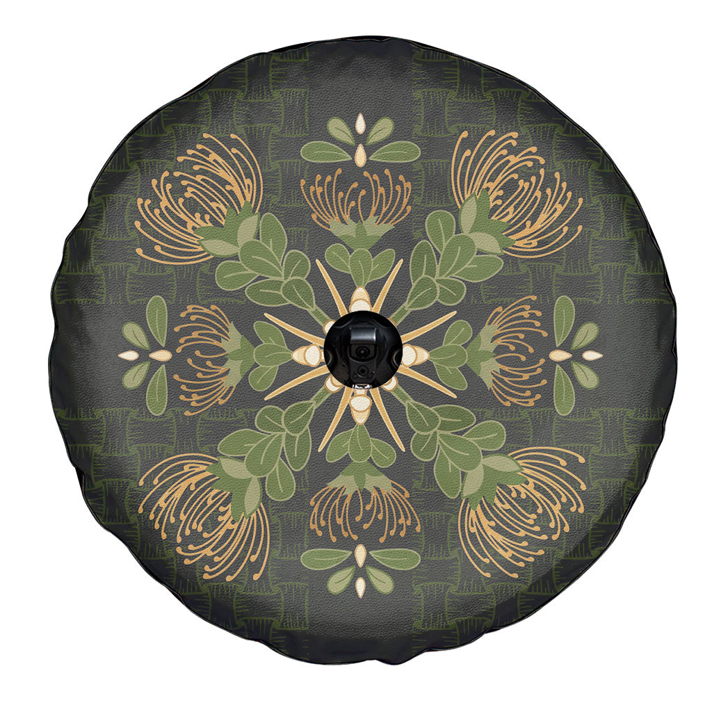 Hawaii Ohia Lehua Squares Spare Tire Cover Hawaiian Quilt Inspired Floral Pattern
