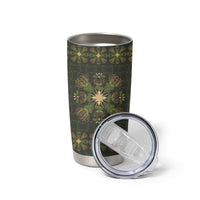 Hawaii Ohia Lehua Squares Tumbler Cup Hawaiian Quilt Inspired Floral Pattern