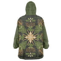 Hawaii Ohia Lehua Squares Wearable Blanket Hoodie Hawaiian Quilt Inspired Floral Pattern