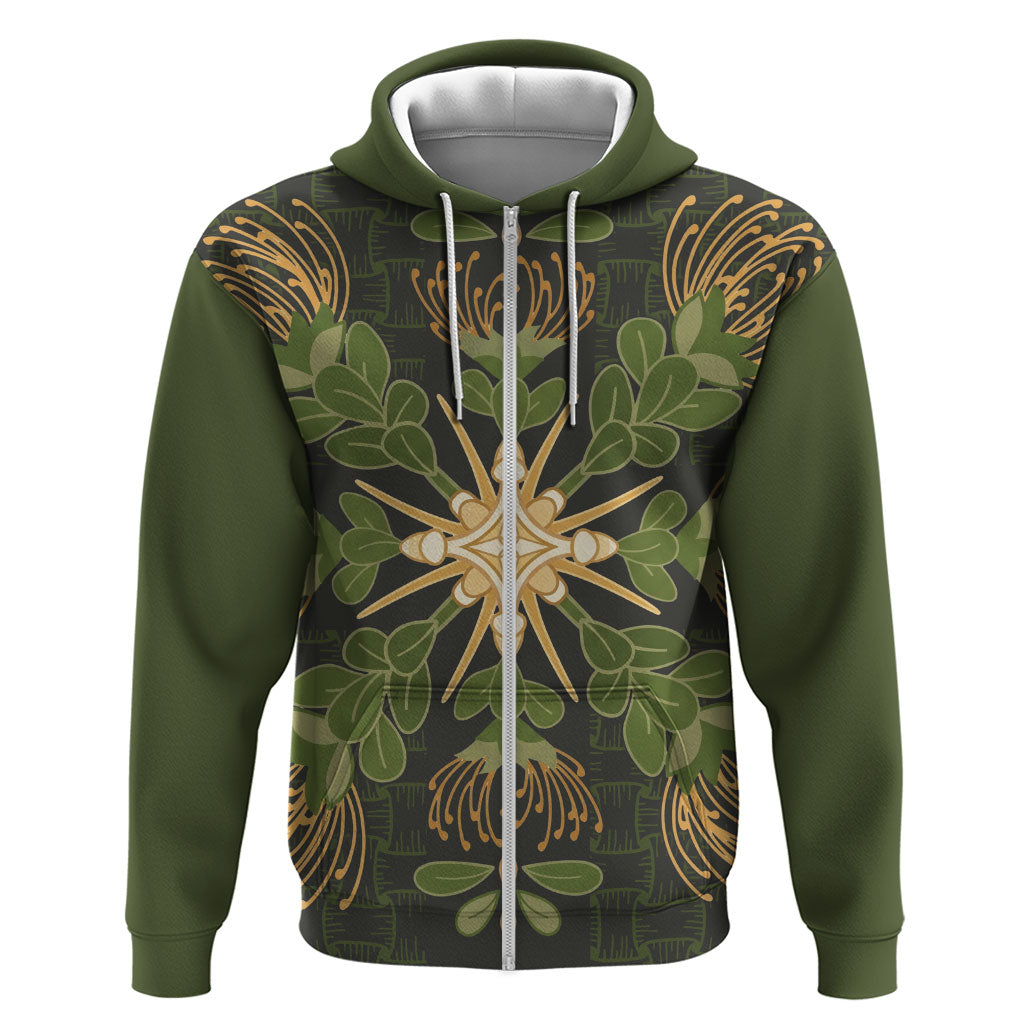 Hawaii Ohia Lehua Squares Zip Hoodie Hawaiian Quilt Inspired Floral Pattern