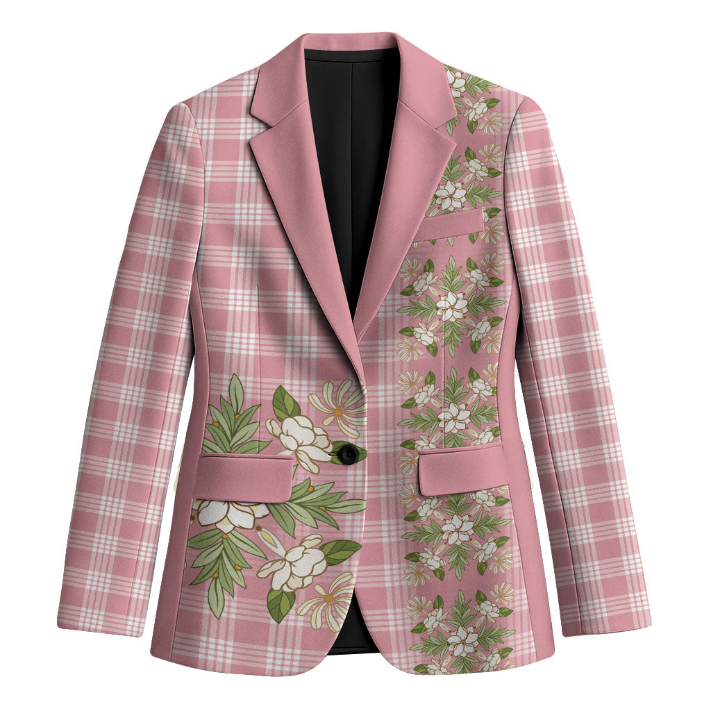 Akala Hamele Hawai'i Palaka Squares Maile Leaf Blazer Flowers Hawaiian Quilt Patterns LT9 Unisex Dusty Rose - Polynesian Pride