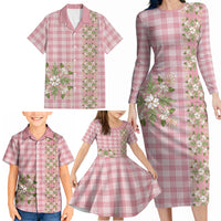 Akala Hamele Hawai'i Palaka Squares Maile Leaf Family Matching Long Sleeve Bodycon Dress and Hawaiian Shirt Flowers Hawaiian Quilt Patterns LT9 - Polynesian Pride