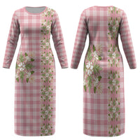 Akala Hamele Hawai'i Palaka Squares Maile Leaf Family Matching Long Sleeve Bodycon Dress and Hawaiian Shirt Flowers Hawaiian Quilt Patterns LT9 Mom's Dress Dusty Rose - Polynesian Pride