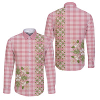 Akala Hamele Hawai'i Palaka Squares Maile Leaf Family Matching Long Sleeve Bodycon Dress and Hawaiian Shirt Flowers Hawaiian Quilt Patterns LT9 Dad's Shirt - Long Sleeve Dusty Rose - Polynesian Pride