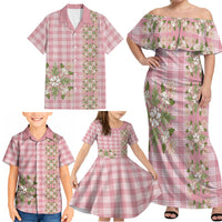 Akala Hamele Hawai'i Palaka Squares Maile Leaf Family Matching Off Shoulder Maxi Dress and Hawaiian Shirt Flowers Hawaiian Quilt Patterns LT9 - Polynesian Pride