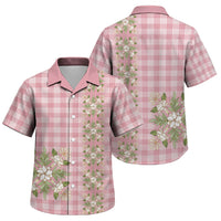 Akala Hamele Hawai'i Palaka Squares Maile Leaf Family Matching Off Shoulder Short Dress and Hawaiian Shirt Flowers Hawaiian Quilt Patterns LT9 Son's Shirt Dusty Rose - Polynesian Pride
