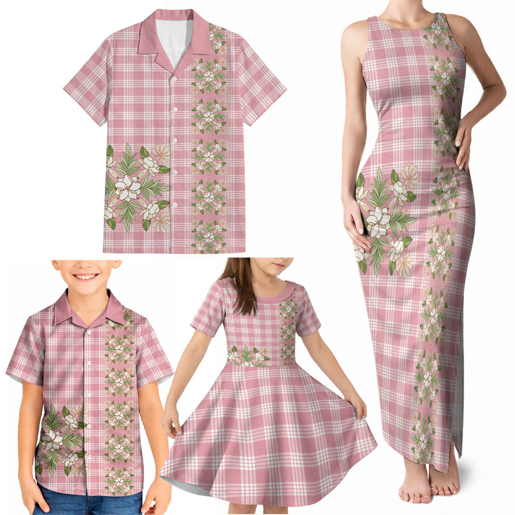 Akala Hamele Hawai'i Palaka Squares Maile Leaf Family Matching Tank Maxi Dress and Hawaiian Shirt Flowers Hawaiian Quilt Patterns LT9 - Polynesian Pride
