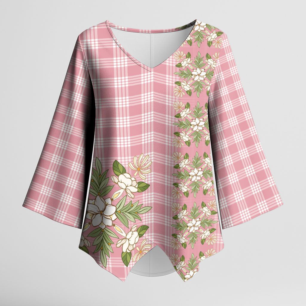 Akala Hamele Hawai'i Palaka Squares Maile Leaf Kimono Sleeve Blouse Flowers Hawaiian Quilt Patterns