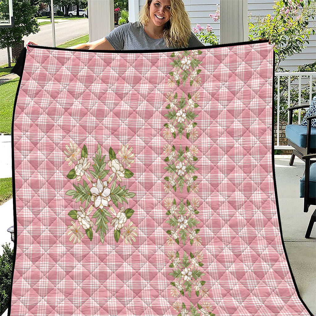 Akala Hamele Hawai'i Palaka Squares Maile Leaf Quilt Flowers Hawaiian Quilt Patterns LT9 Dusty Rose - Polynesian Pride
