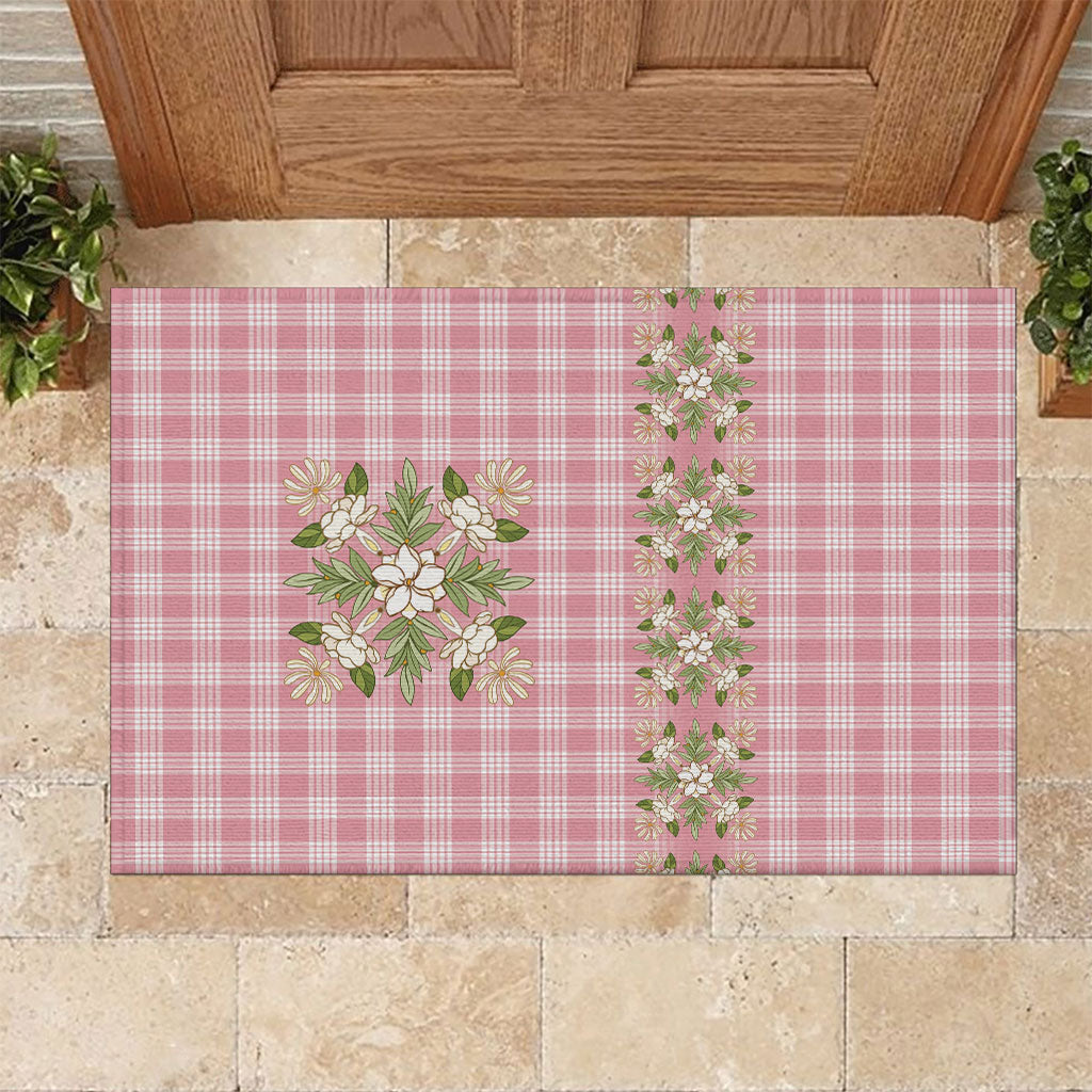 Akala Hamele Hawai'i Palaka Squares Maile Leaf Rubber Doormat Flowers Hawaiian Quilt Patterns LT9 Dusty Rose - Polynesian Pride