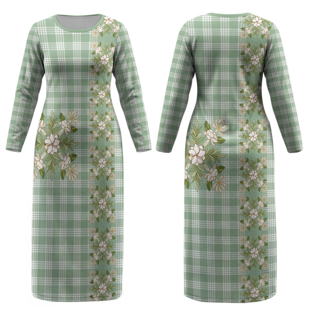 Liko Kukui Hawai'i Palaka Squares Maile Leaf Couples Matching Long Sleeve Bodycon Dress and Hawaiian Shirt Flowers Hawaiian Quilt Patterns