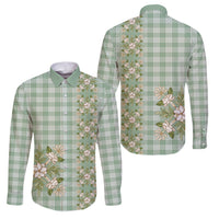 Liko Kukui Hawai'i Palaka Squares Maile Leaf Family Matching Short Sleeve Bodycon Dress and Hawaiian Shirt Flowers Hawaiian Quilt Patterns LT9 Dad's Shirt - Long Sleeve Sage Green - Polynesian Pride