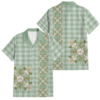 Liko Kukui Hawai'i Palaka Squares Maile Leaf Family Matching Tank Maxi Dress and Hawaiian Shirt Flowers Hawaiian Quilt Patterns LT9 Dad's Shirt - Short Sleeve Sage Green - Polynesian Pride
