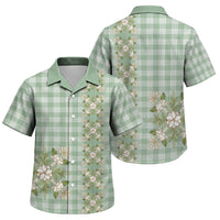 Liko Kukui Hawai'i Palaka Squares Maile Leaf Family Matching Tank Maxi Dress and Hawaiian Shirt Flowers Hawaiian Quilt Patterns LT9 Son's Shirt Sage Green - Polynesian Pride