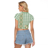 Liko Kukui Hawai'i Palaka Squares Maile Leaf Raglan Cropped T Shirt Flowers Hawaiian Quilt Patterns LT9 - Polynesian Pride