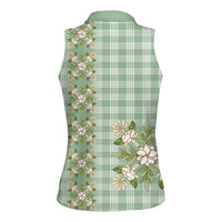 Liko Kukui Hawai'i Palaka Squares Maile Leaf Women Sleeveless Polo Shirt Flowers Hawaiian Quilt Patterns
