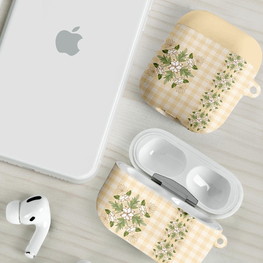 Melemele Ahiahia Hawai'i Palaka Squares Maile Leaf AirPods Case Flowers Hawaiian Quilt Patterns