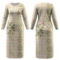 Melemele Ahiahia Hawai'i Palaka Squares Maile Leaf Couples Matching Long Sleeve Bodycon Dress and Hawaiian Shirt Flowers Hawaiian Quilt Patterns LT9 - Polynesian Pride