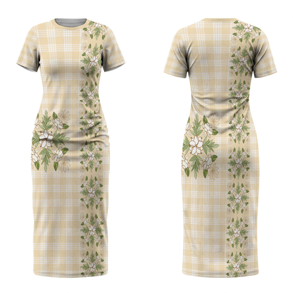 Melemele Ahiahia Hawai'i Palaka Squares Maile Leaf Couples Matching Short Sleeve Bodycon Dress and Hawaiian Shirt Flowers Hawaiian Quilt Patterns LT9 - Polynesian Pride