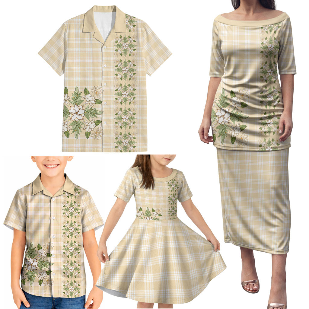 Melemele Ahiahia Hawai'i Palaka Squares Maile Leaf Family Matching Puletasi and Hawaiian Shirt Flowers Hawaiian Quilt Patterns LT9 - Polynesian Pride