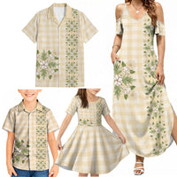 Melemele Ahiahia Hawai'i Palaka Squares Maile Leaf Family Matching Summer Maxi Dress and Hawaiian Shirt Flowers Hawaiian Quilt Patterns LT9 - Polynesian Pride