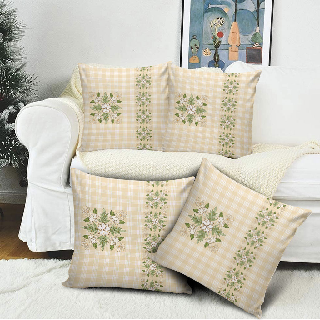 Melemele Ahiahia Hawai'i Palaka Squares Maile Leaf Pillow Cover Flowers Hawaiian Quilt Patterns LT9 - Polynesian Pride