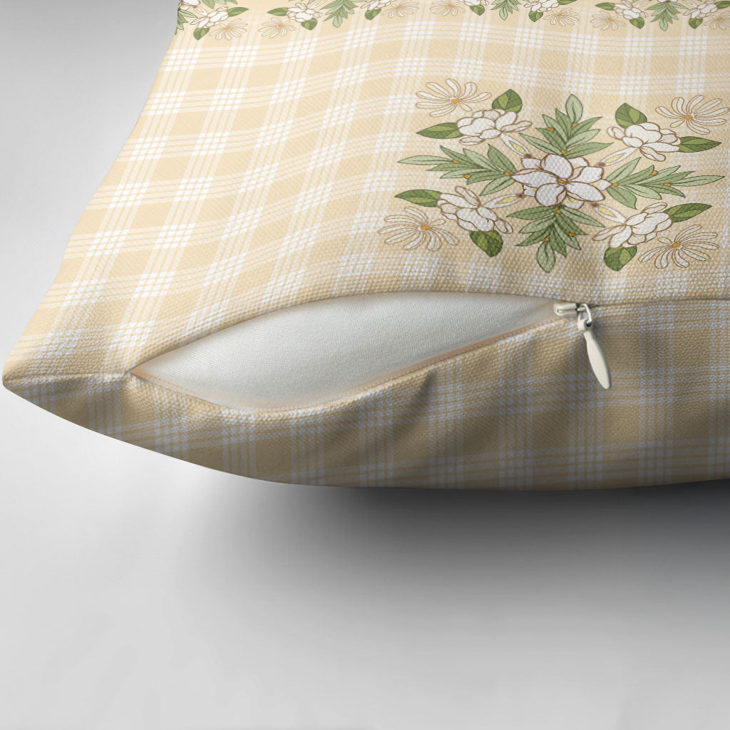 Melemele Ahiahia Hawai'i Palaka Squares Maile Leaf Pillow Cover Flowers Hawaiian Quilt Patterns LT9 - Polynesian Pride