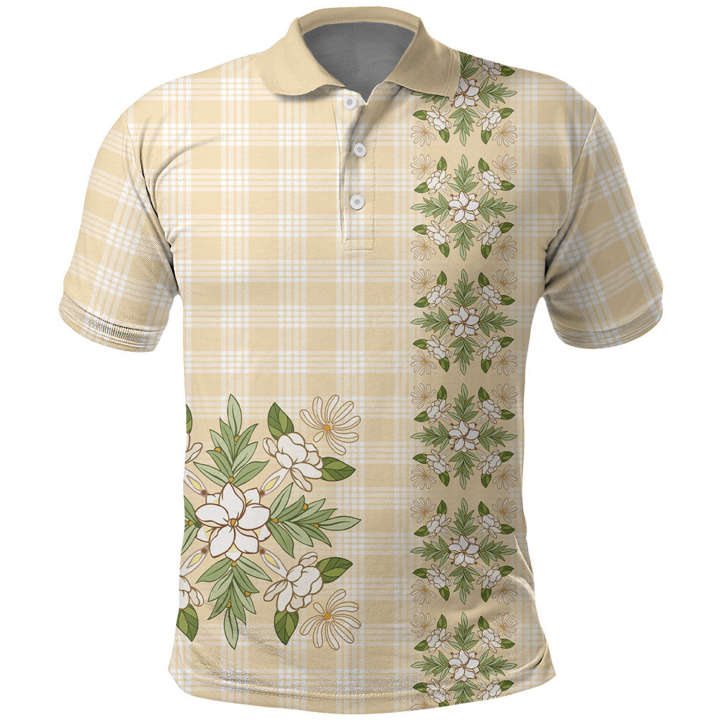Melemele Ahiahia Hawai'i Palaka Squares Maile Leaf Polo Shirt Flowers Hawaiian Quilt Patterns LT9 Pastel Yellow - Polynesian Pride
