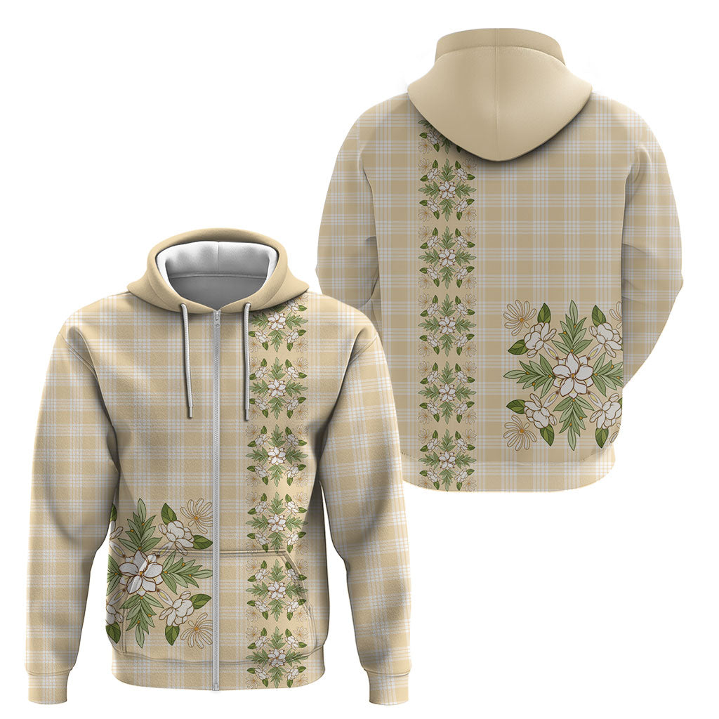 Melemele Ahiahia Hawai'i Palaka Squares Maile Leaf Zip Hoodie Flowers Hawaiian Quilt Patterns