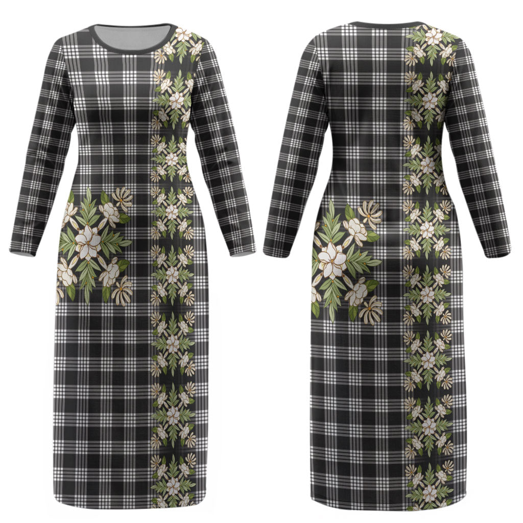 Pauli Hawai'i Palaka Squares Maile Leaf Couples Matching Long Sleeve Bodycon Dress and Hawaiian Shirt Flowers Hawaiian Quilt Patterns LT9 - Polynesian Pride