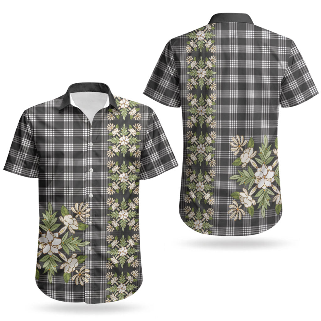 Pauli Hawai'i Palaka Squares Maile Leaf Couples Matching Off The Shoulder Long Sleeve Dress and Hawaiian Shirt Flowers Hawaiian Quilt Patterns LT9 - Polynesian Pride