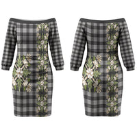Pauli Hawai'i Palaka Squares Maile Leaf Couples Matching Off The Shoulder Long Sleeve Dress and Hawaiian Shirt Flowers Hawaiian Quilt Patterns LT9 - Polynesian Pride