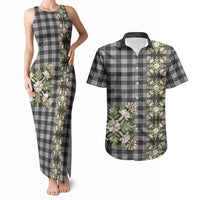 Pauli Hawai'i Palaka Squares Maile Leaf Couples Matching Tank Maxi Dress and Hawaiian Shirt Flowers Hawaiian Quilt Patterns LT9 Soft Black - Polynesian Pride