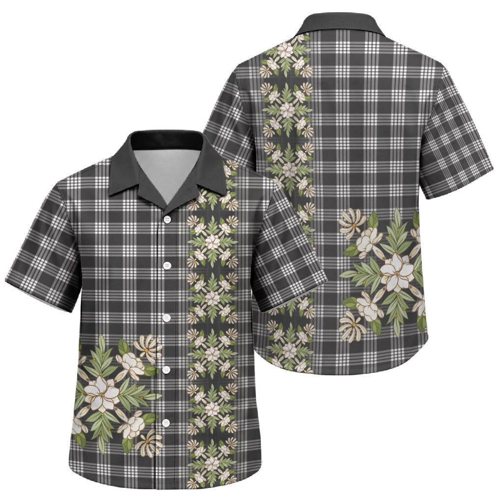 Pauli Hawai'i Palaka Squares Maile Leaf Family Matching Off Shoulder Maxi Dress and Hawaiian Shirt Flowers Hawaiian Quilt Patterns LT9 Son's Shirt Soft Black - Polynesian Pride
