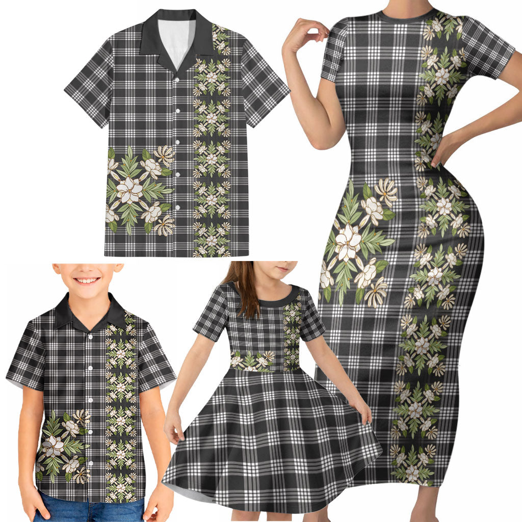 Pauli Hawai'i Palaka Squares Maile Leaf Family Matching Short Sleeve Bodycon Dress and Hawaiian Shirt Flowers Hawaiian Quilt Patterns LT9 - Polynesian Pride