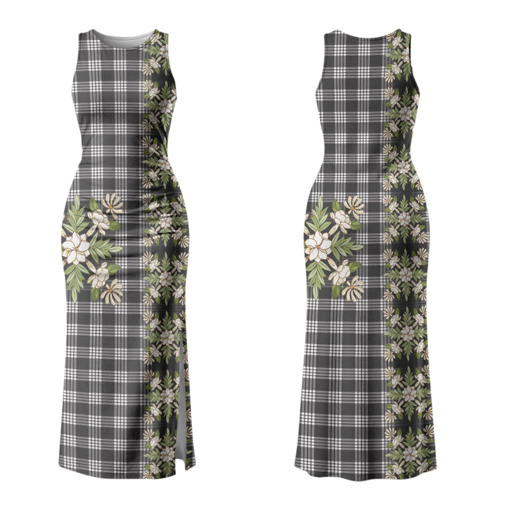 Pauli Hawai'i Palaka Squares Maile Leaf Family Matching Tank Maxi Dress and Hawaiian Shirt Flowers Hawaiian Quilt Patterns LT9 Mom's Dress Soft Black - Polynesian Pride