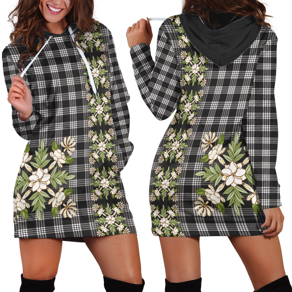 Pauli Hawai'i Palaka Squares Maile Leaf Hoodie Dress Flowers Hawaiian Quilt Patterns LT9 - Polynesian Pride