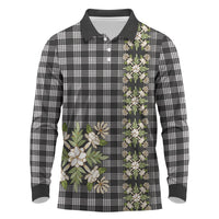 Pauli Hawai'i Palaka Squares Maile Leaf Long Sleeve Polo Shirt Flowers Hawaiian Quilt Patterns